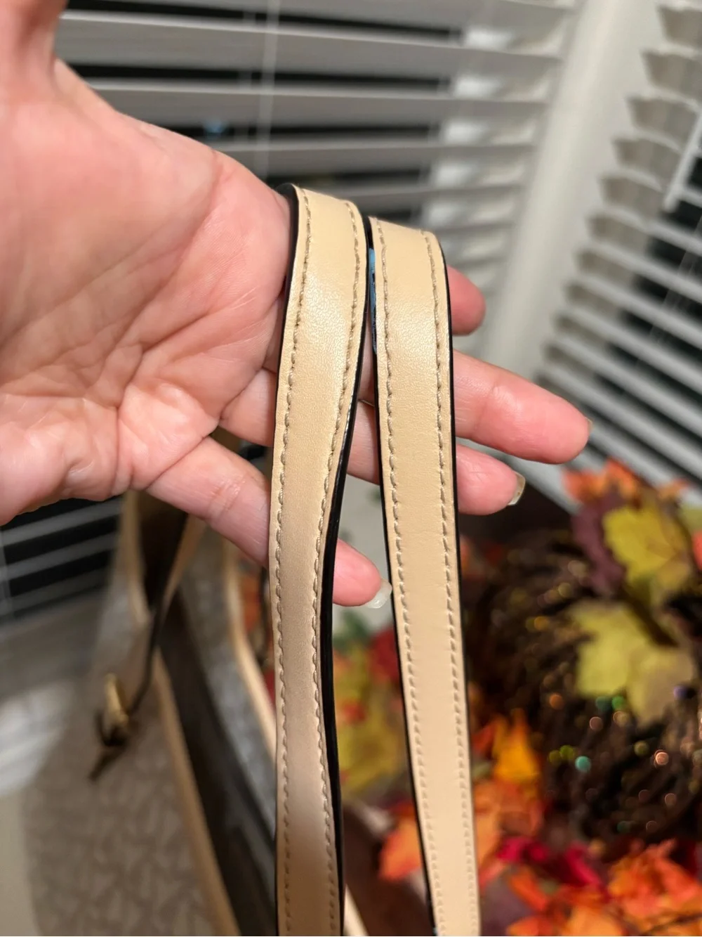 Michael Kors Cream and Tan Signature MK Tote with Gold Charm